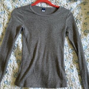 Old Navy Ribbed Long-Sleeve Top - sparkly Heather Gray